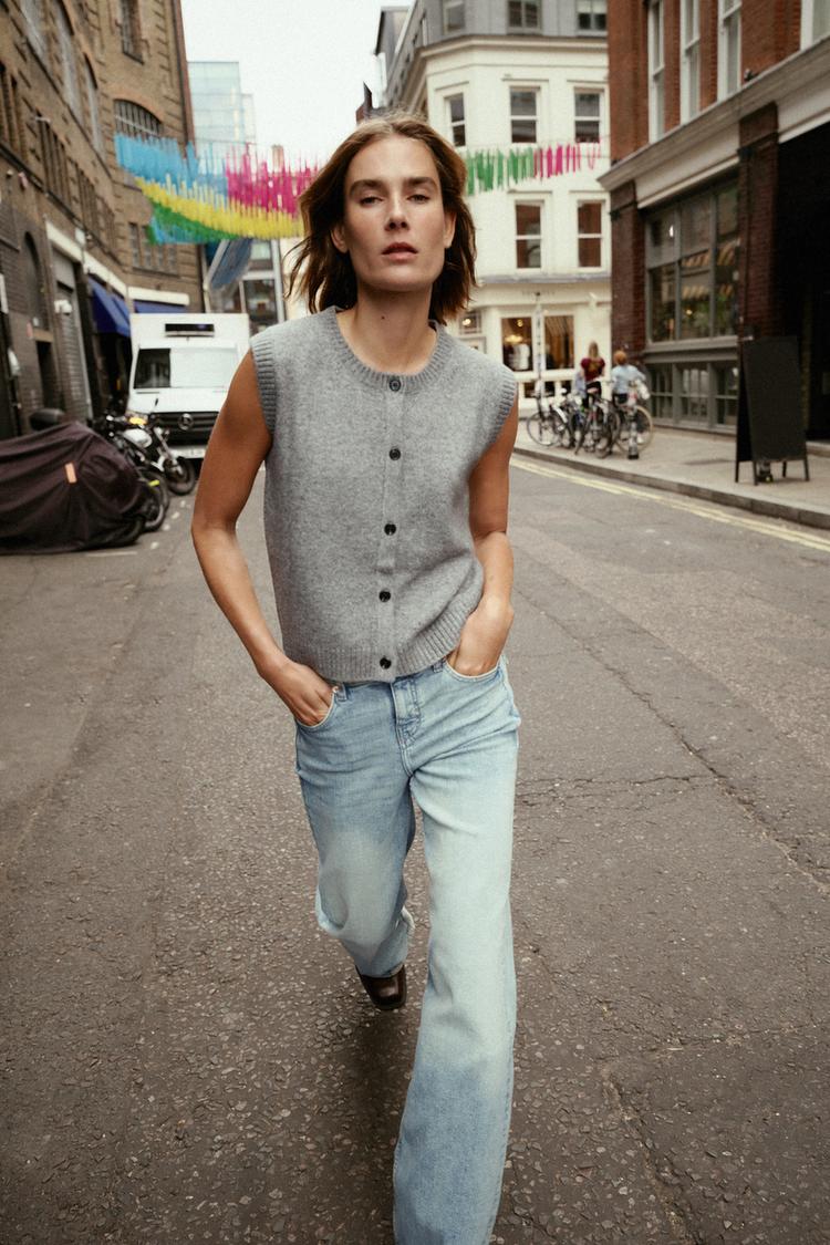 SOFT KNIT VEST Grey marl ZARA UAE Dubai/Sharjah/Ajman/UAQ