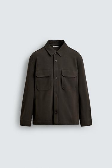 COMFORT TEXTURED OVERSHIRT - Dark brown by Zara