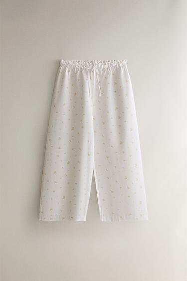 Zara FLORAL PANTS - White - Image 0