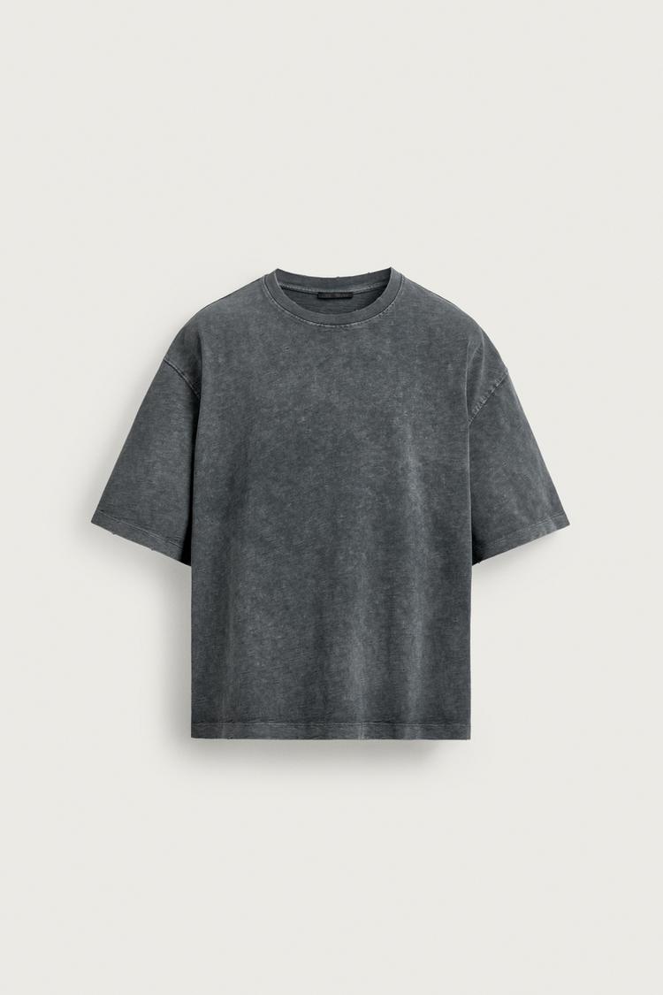 RELAXED FIT SLUB KNIT T-SHIRT WITH WASHED EFFECT