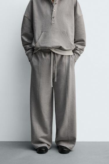 WIDE-LEG TROUSERS WITH SEAM DETAIL - Grey marl by Zara - Image 1