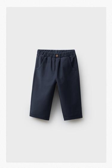 KEPROVÉ KALHOTY S KNOFLÍKEM - Modrá Navy od Zara