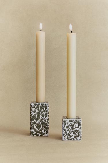 Zara SPECKLED CANDLEHOLDER - Green