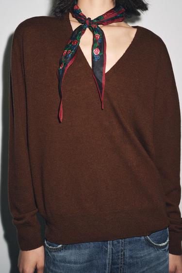 PULL 100 % LAINE EXTRA DOUCE - Marron de Zara