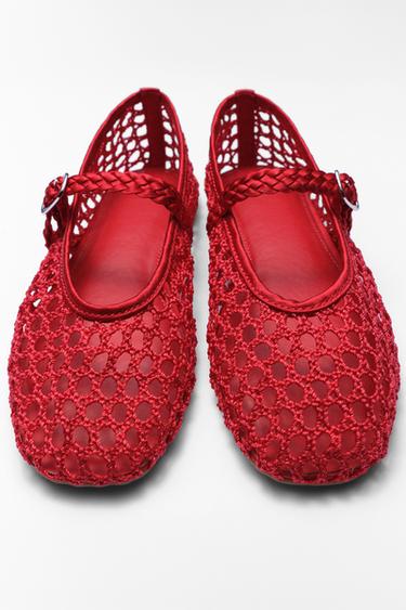 CUT-OUT BALLET FLATS - Red by Zara