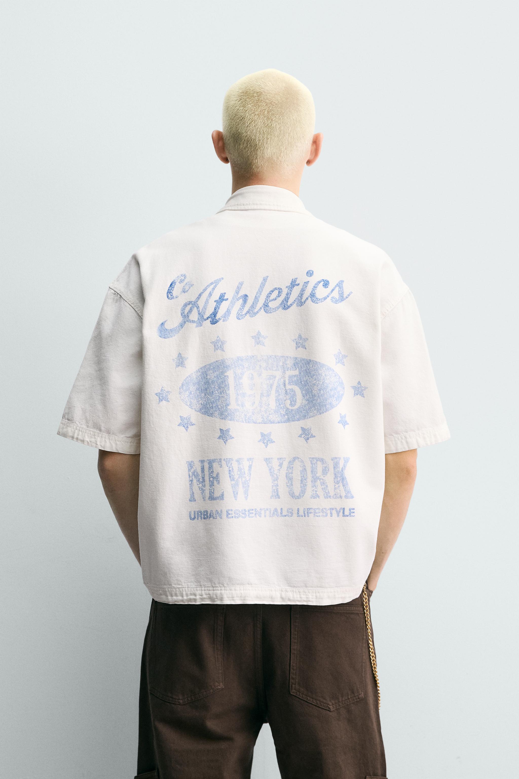 WASHED PRINT RELAXED FIT SHIRT - Oyster-white | ZARA United States