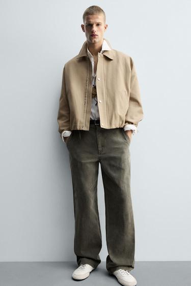 WASHED WIDE-LEG TROUSERS - Grey / Tan by Zara - Image 4