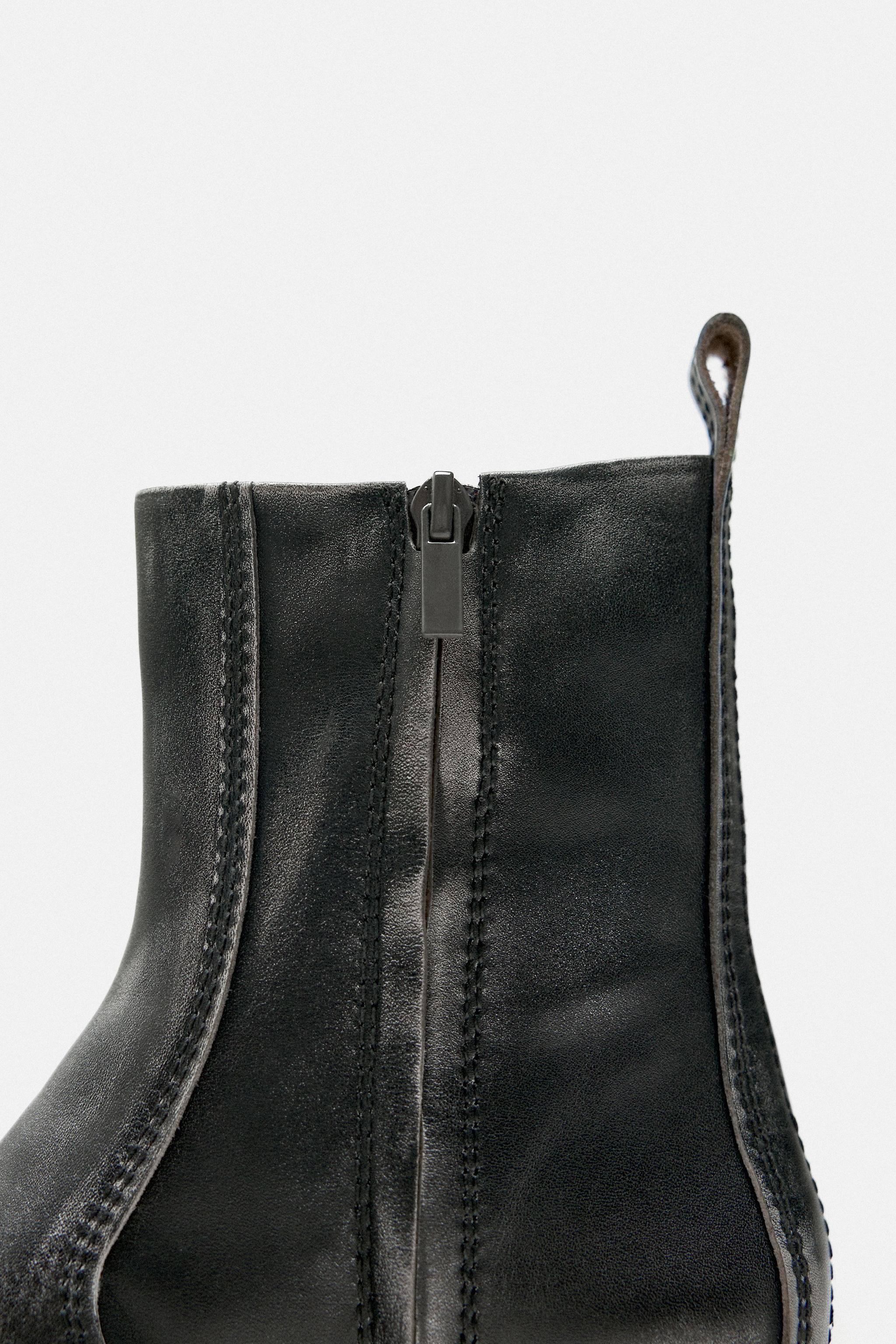 Dark grey shop leather boots