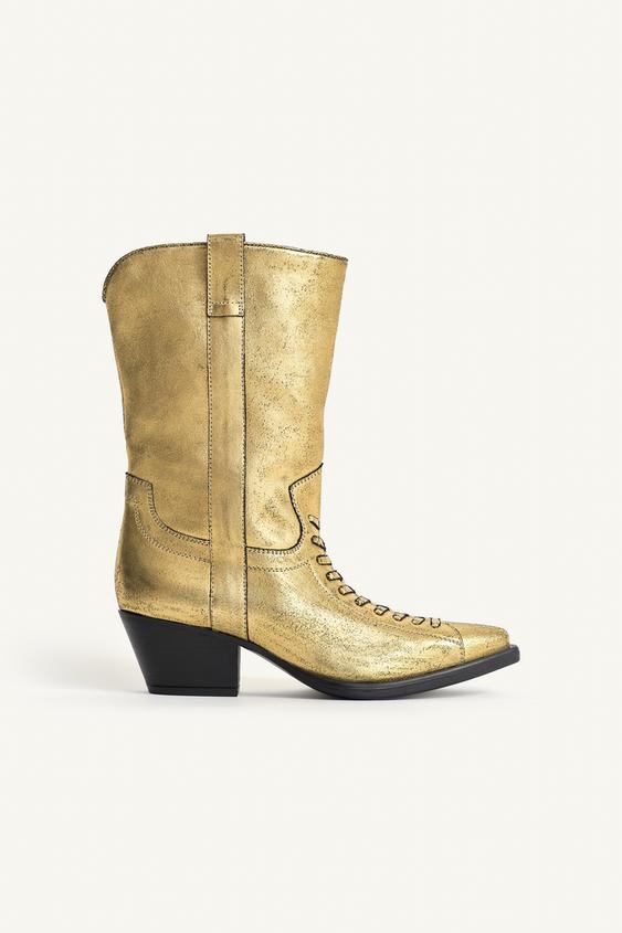 BOTTINES TALONS CUIR LIMITED EDITION - Or de Zara - Image 6
