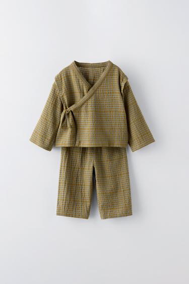 CHECK KIMONO CO-ORD - Ochre by Zara