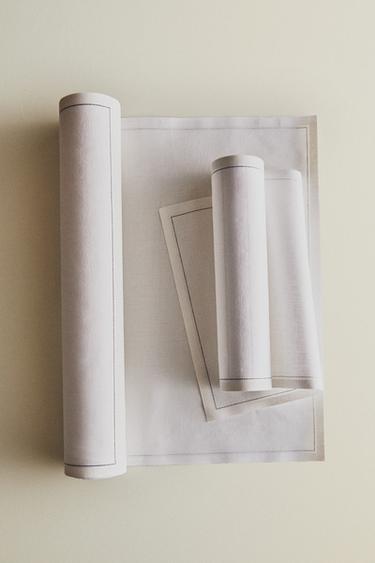 حزمة فوط مائدة قابلة لإعادة الاستخدام (حزمة 20 قطعة) - أبيض / رمادي الخاص بـ Zara