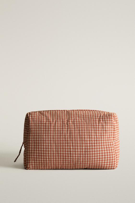 BABY GINGHAM COTTON WASH BAG - Dark orange by Zara - Image 0