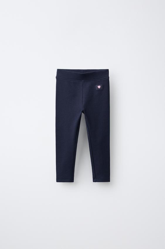 RIBBED LEGGINGS WITH LABEL - Navy blue by Zara - Image 0