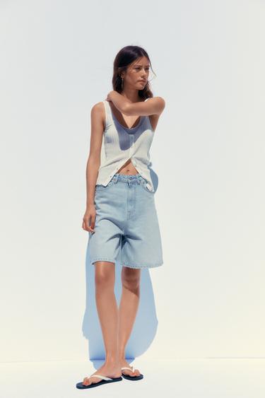 BERMUDA EN JEAN TRF LIGNE A TAILLE NORMALE - Bleu clair de Zara - Image 2