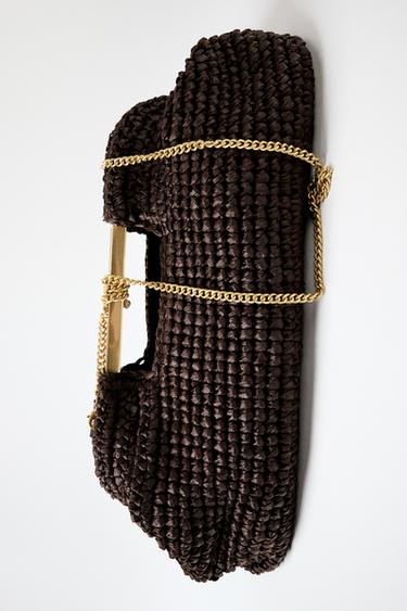 BRAIDED CLUTCH BAG - Brown by Zara