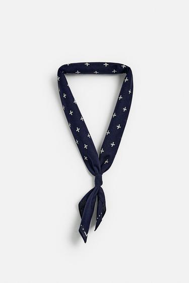 Zara GEOMETRIC PRINT BANDANA - Navy blue - Image 0