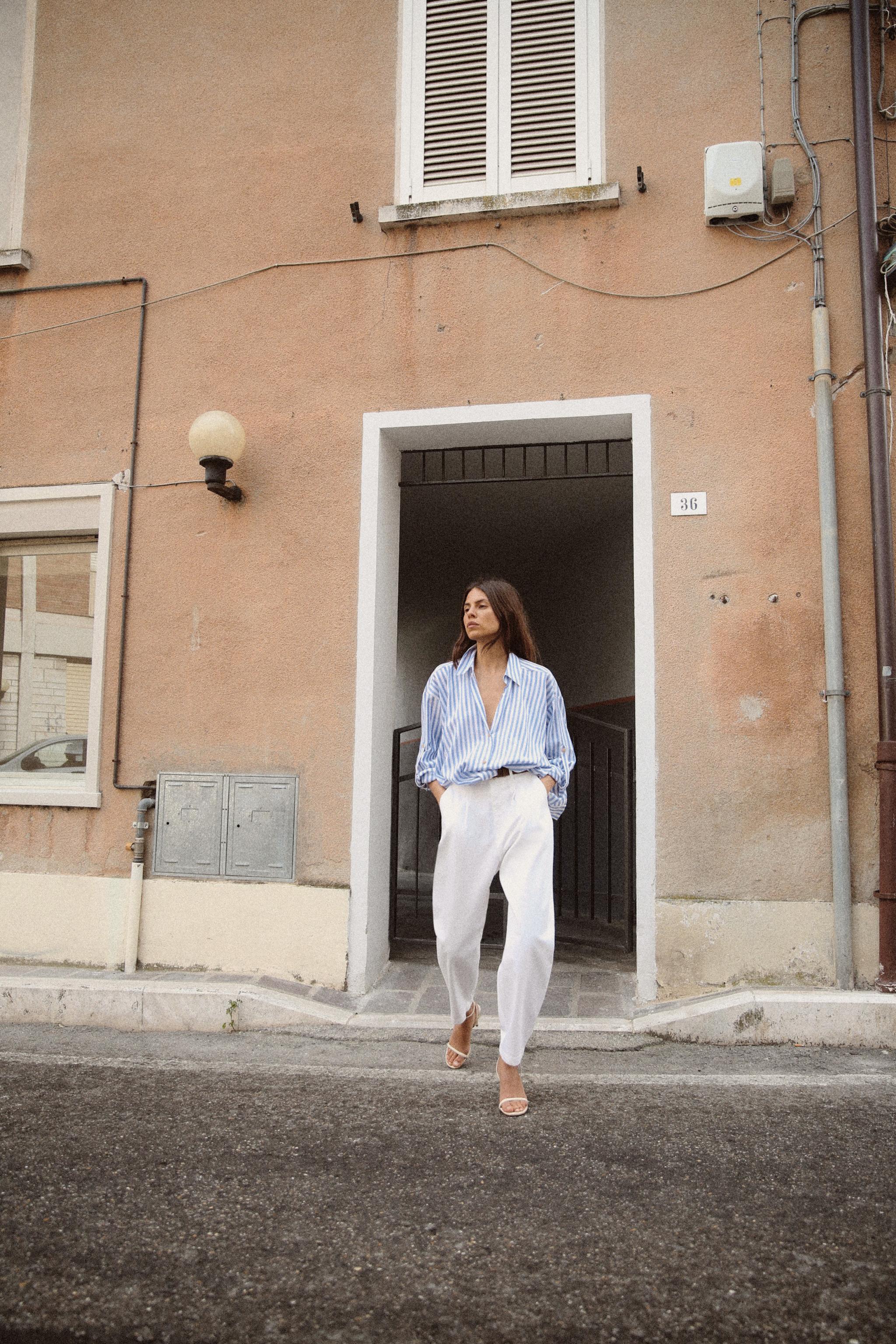 NWT Zara long outlet linen blend jacket white