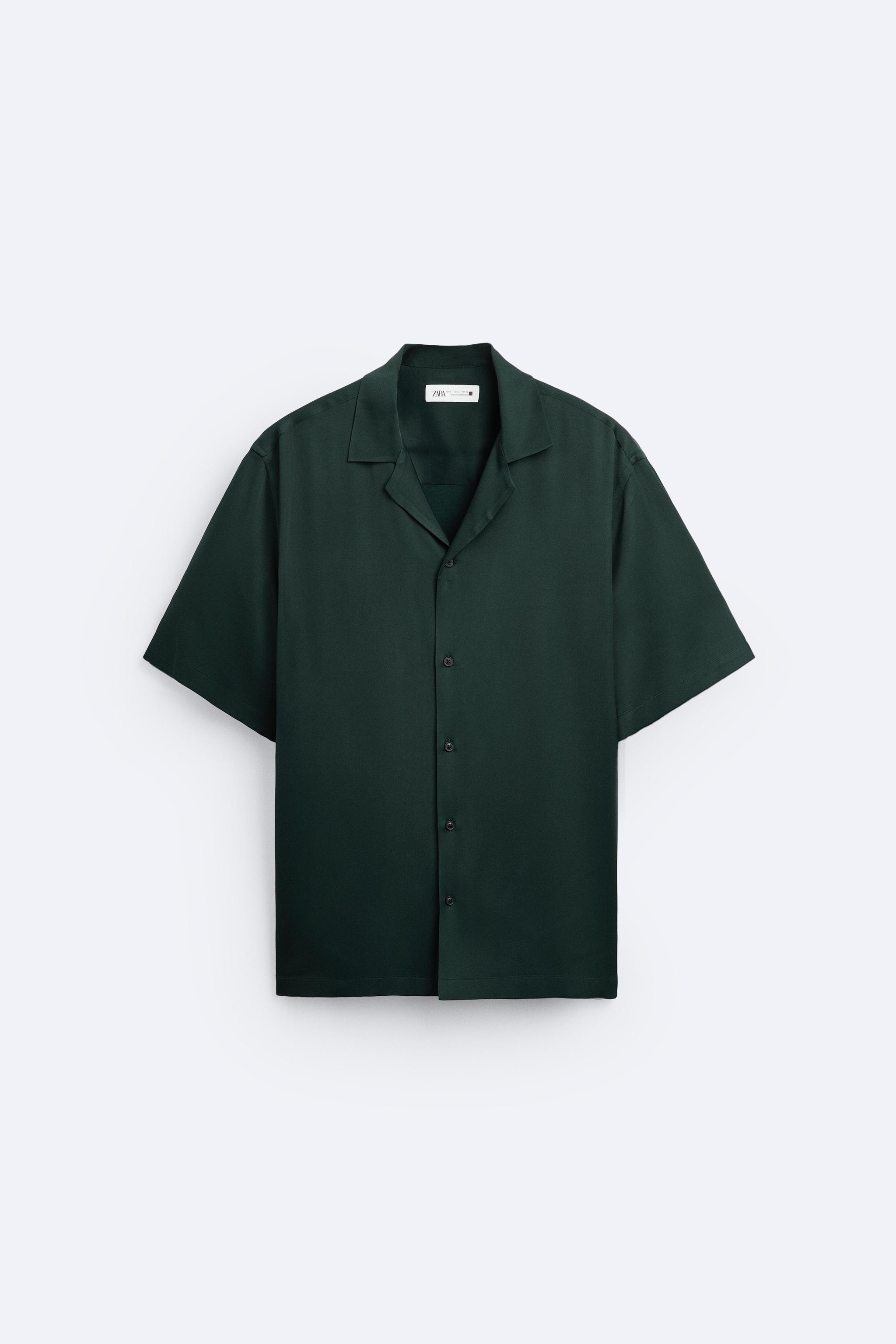 Camisa Zara Men Tecido Verde Original - ZZ745