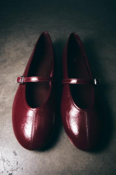 PATENT EFFECT BALLERINAS - Red by Zara - Image 1