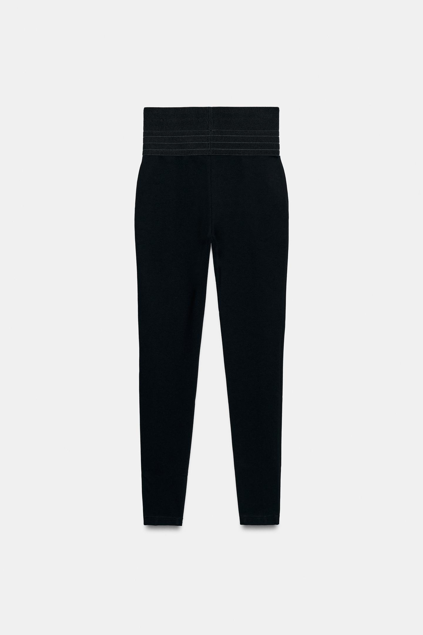 Женские леггинсы Zara Wide-Waistband, цвет: Чёрный — фото 7