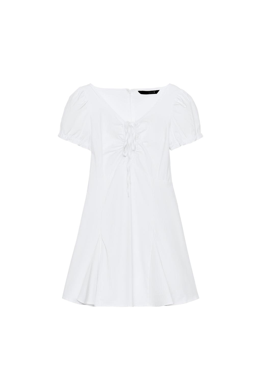 SHORT POPLIN DRESS WITH SLIT - image 3