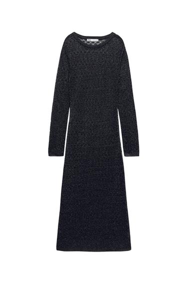 POINTELLE KNIT DRESS WITH METALLIC THREAD