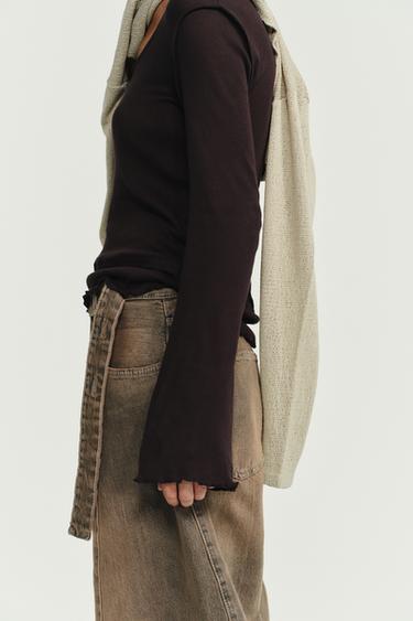 T-SHIRT EFFET DOUBLE SOFT - Marron chocolat de Zara - Image 5