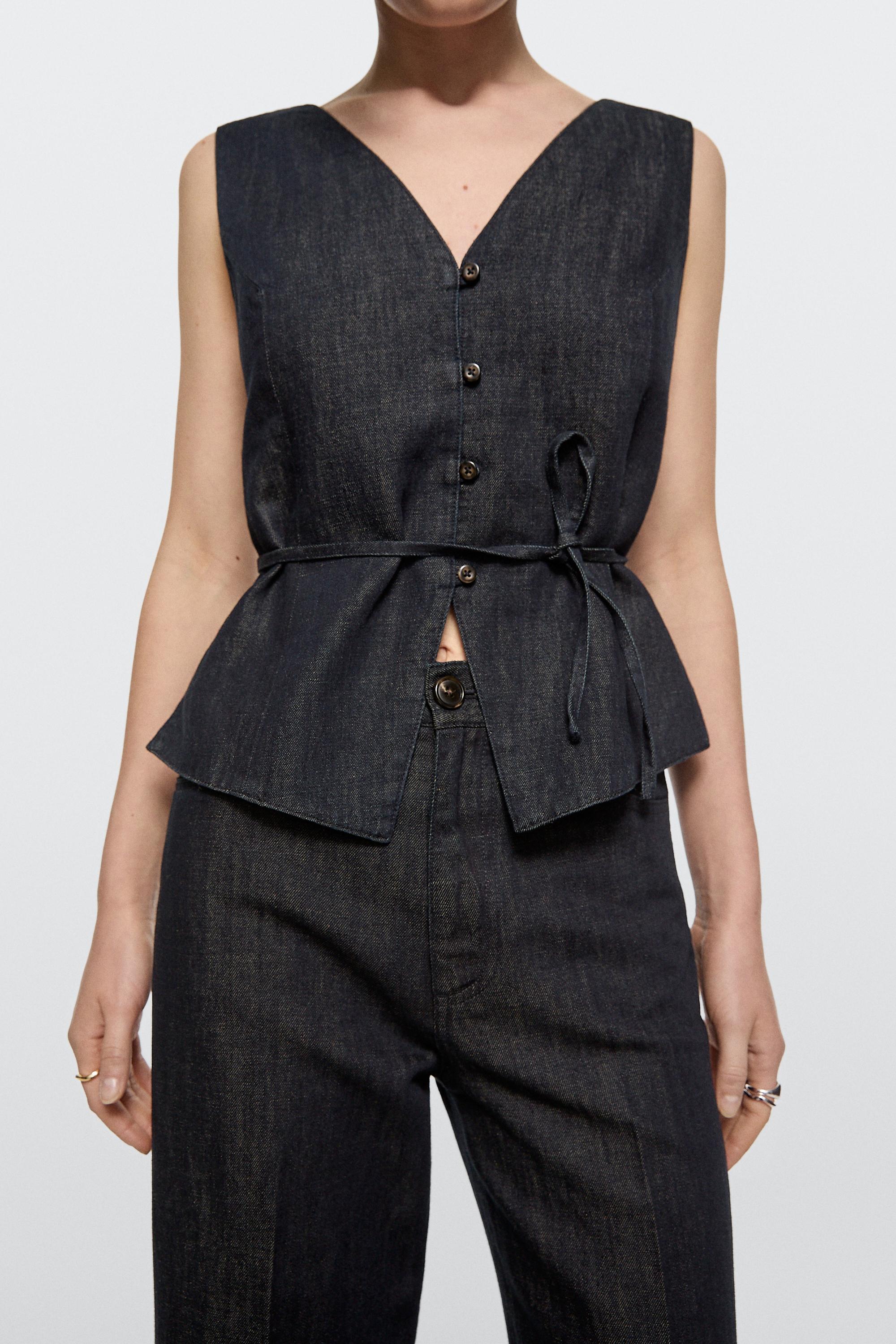Pantalon palazzo denim taille haute