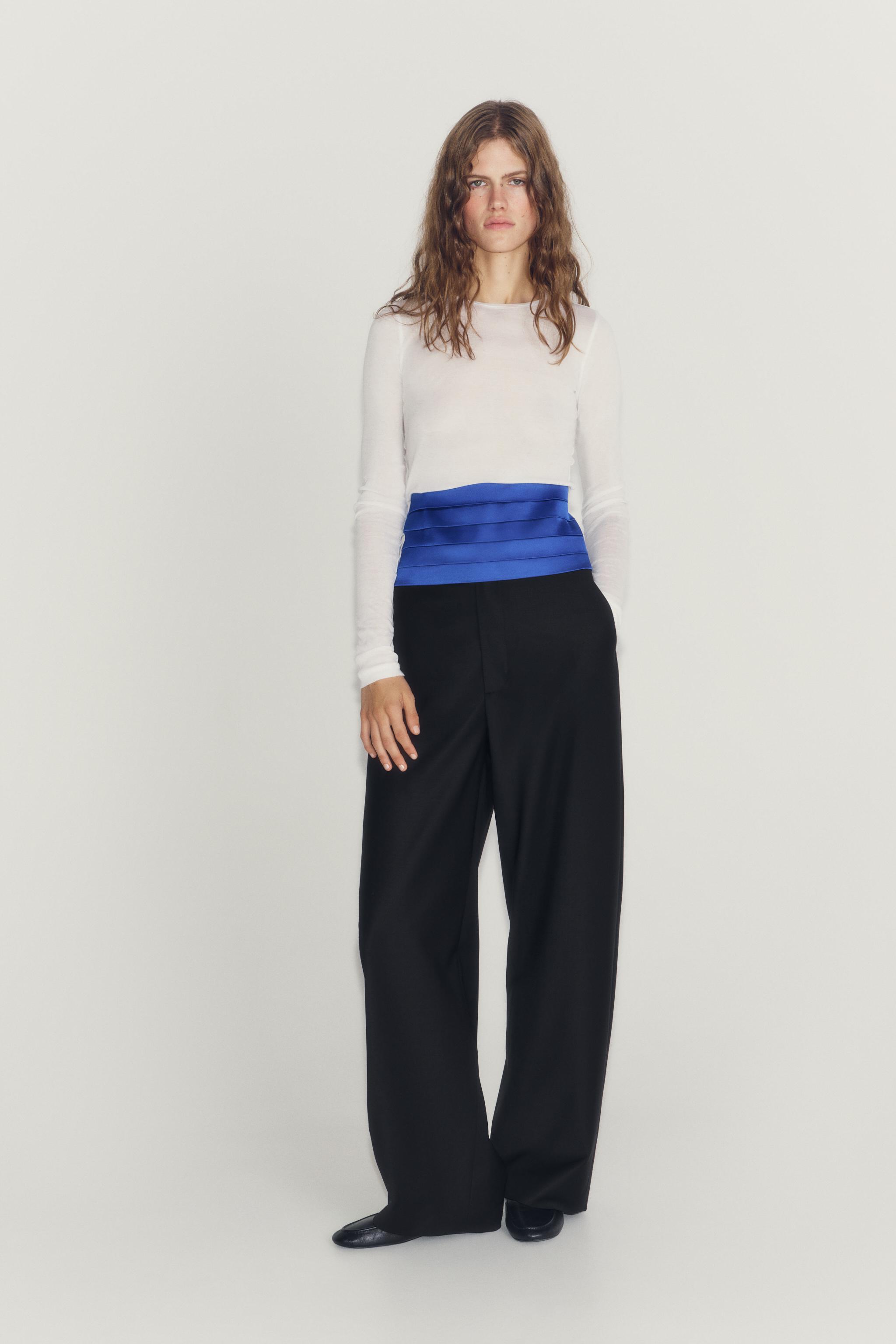 PLEATED CUMMERBUND BELT — Bluish