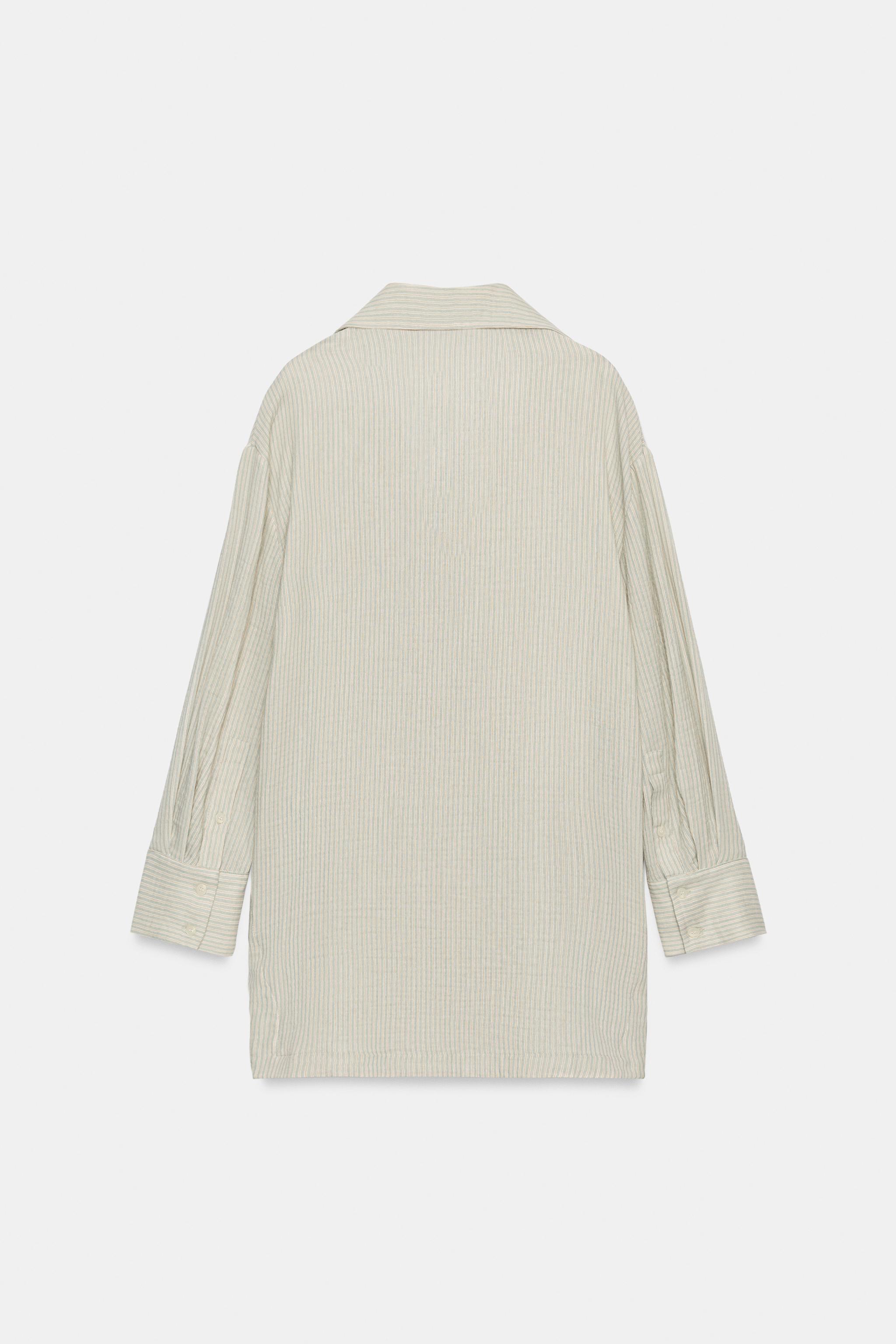 ZW COLLECTION ASYMMETRIC STRIPED SHIRT - Green | ZARA India