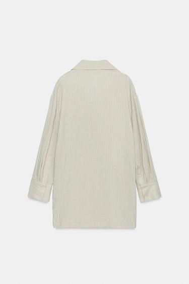 CHEMISE ASYMÉTRIQUE À RAYURES ZW COLLECTION - Vert de Zara - Image 9