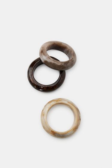 LOT DE 3 BRACELETS RIGIDES EN RÉSINE - Marron de Zara - Image 4