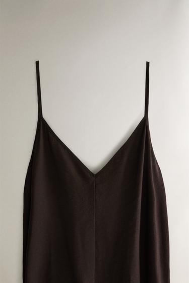 ROBE DE PLAGE BRETELLES - Marron foncé de Zara - Image 1