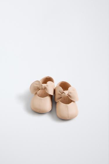 LEATHER BOW BALLERINAS - Pink by Zara - Image 0