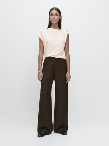 Top asymétrique ornement épaule - Blanc de Zara - Image 0