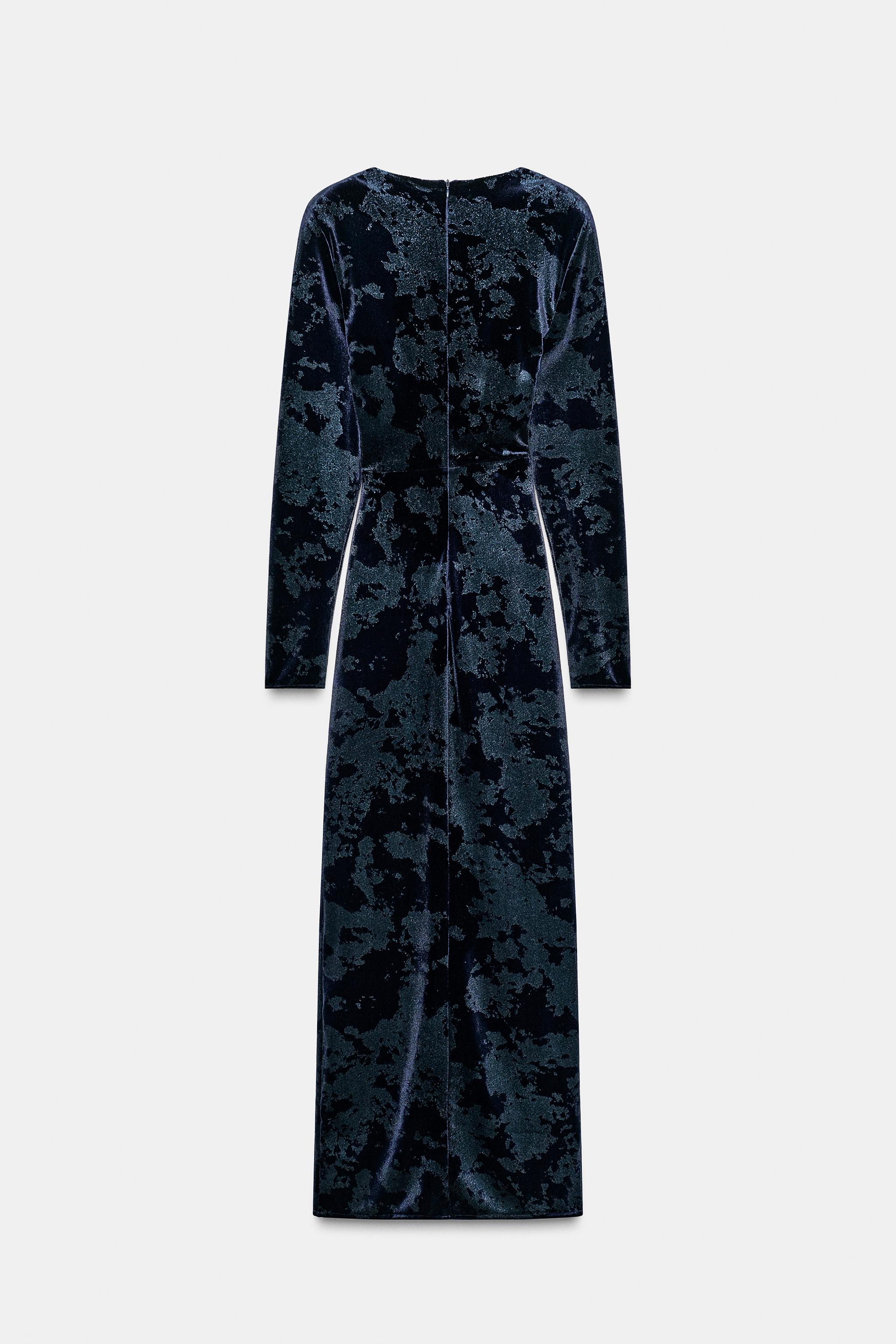 ROBE MI-LONGUE EN VELOURS AVEC DÉTAIL MÉTALLIQUE