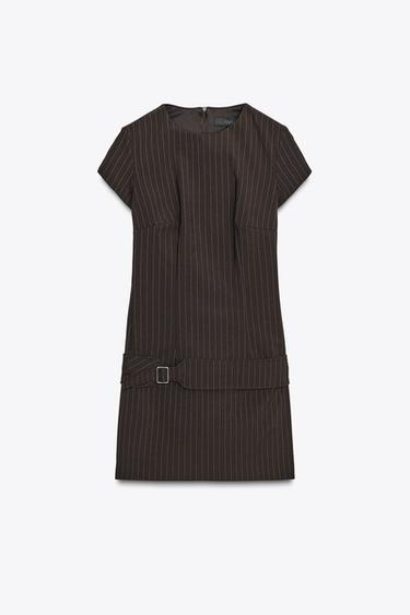 BELTED MINI DRESS - Brown / Ecru by Zara - Image 3