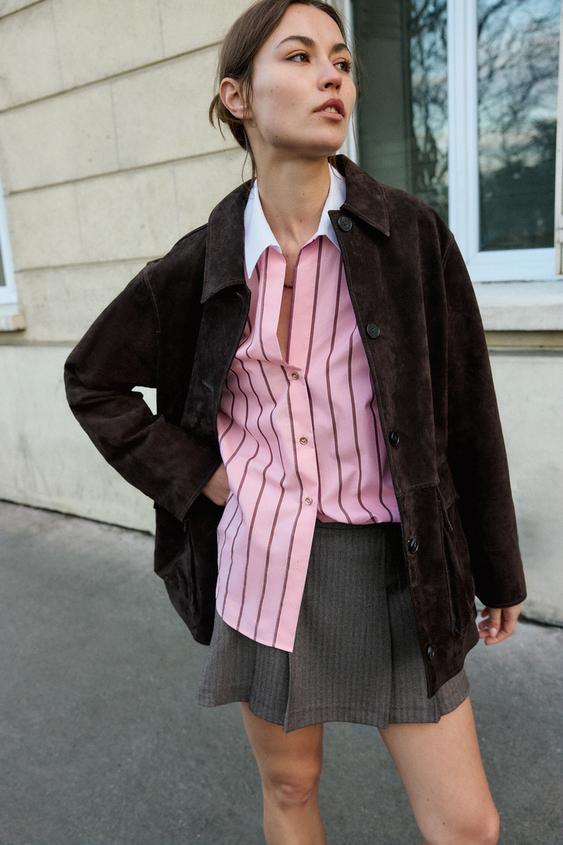 OVERSIZED STRIPED SHIRT WITH CONTRAST CUFFS