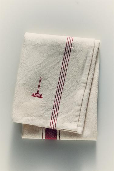 Zara PAMUČNA KUHINJSKA KRPA SA PRUGAMA – Crvena