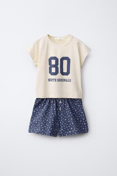 6-14 YEARS/ VARSITY FLORAL PYJAMA SET - Navy blue by Zara