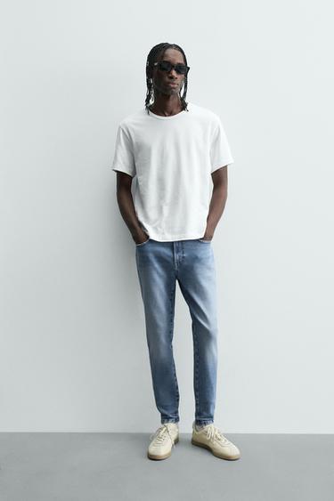 SKINNY CROPPED FIT JEANS - Mid-blue by Zara