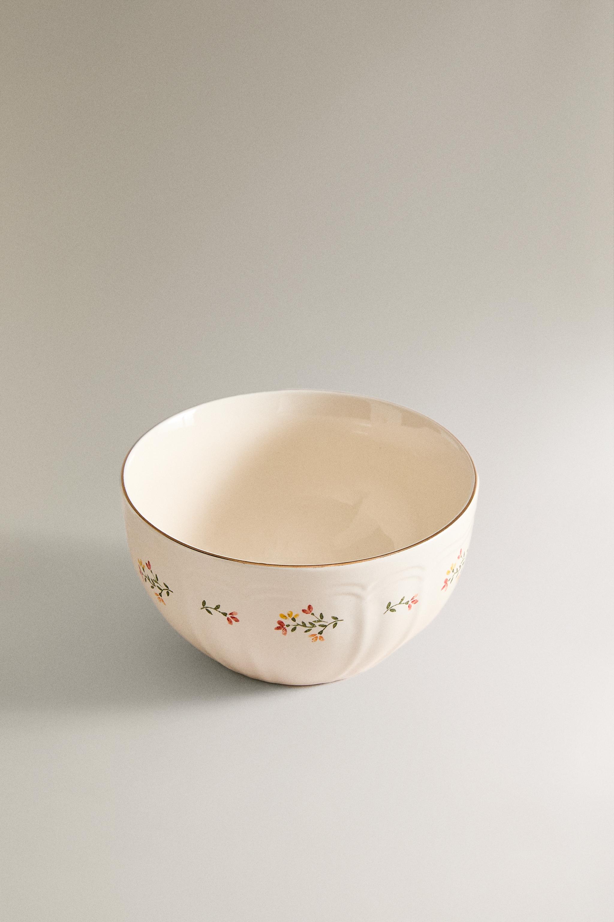 FLORAL PORCELAIN BOWL — Cream