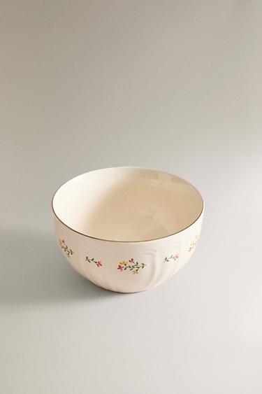 PORCELAIN BOWL WITH FLORAL PRINT - Cream by Zara - Image 1
