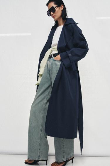 TRENCH OVERSIZE À CEINTURE ZW COLLECTION - Bleu de Zara - Image 1