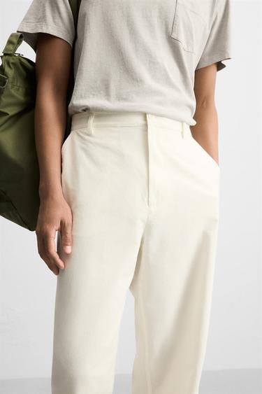 PANTALON STRAIGHT FIT COTON - Blanc cassé de Zara - Image 3
