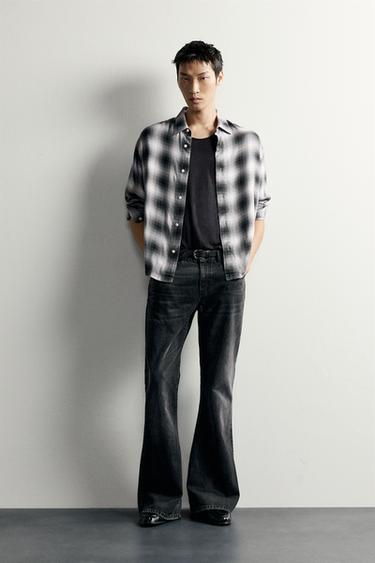 CHECK PRINT FLOWING SHIRT - Black by Zara