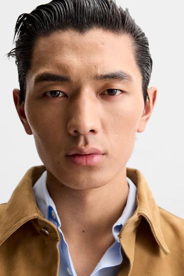 REGULAR FIT SUEDE LEATHER SHIRT - Brown by Zara - Image 6