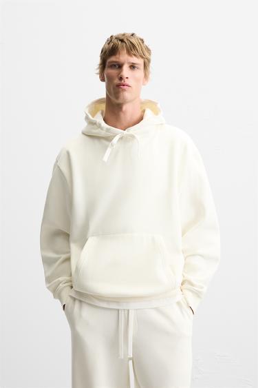 Zara HOODIE SWEATSHIRT - Oyster-white