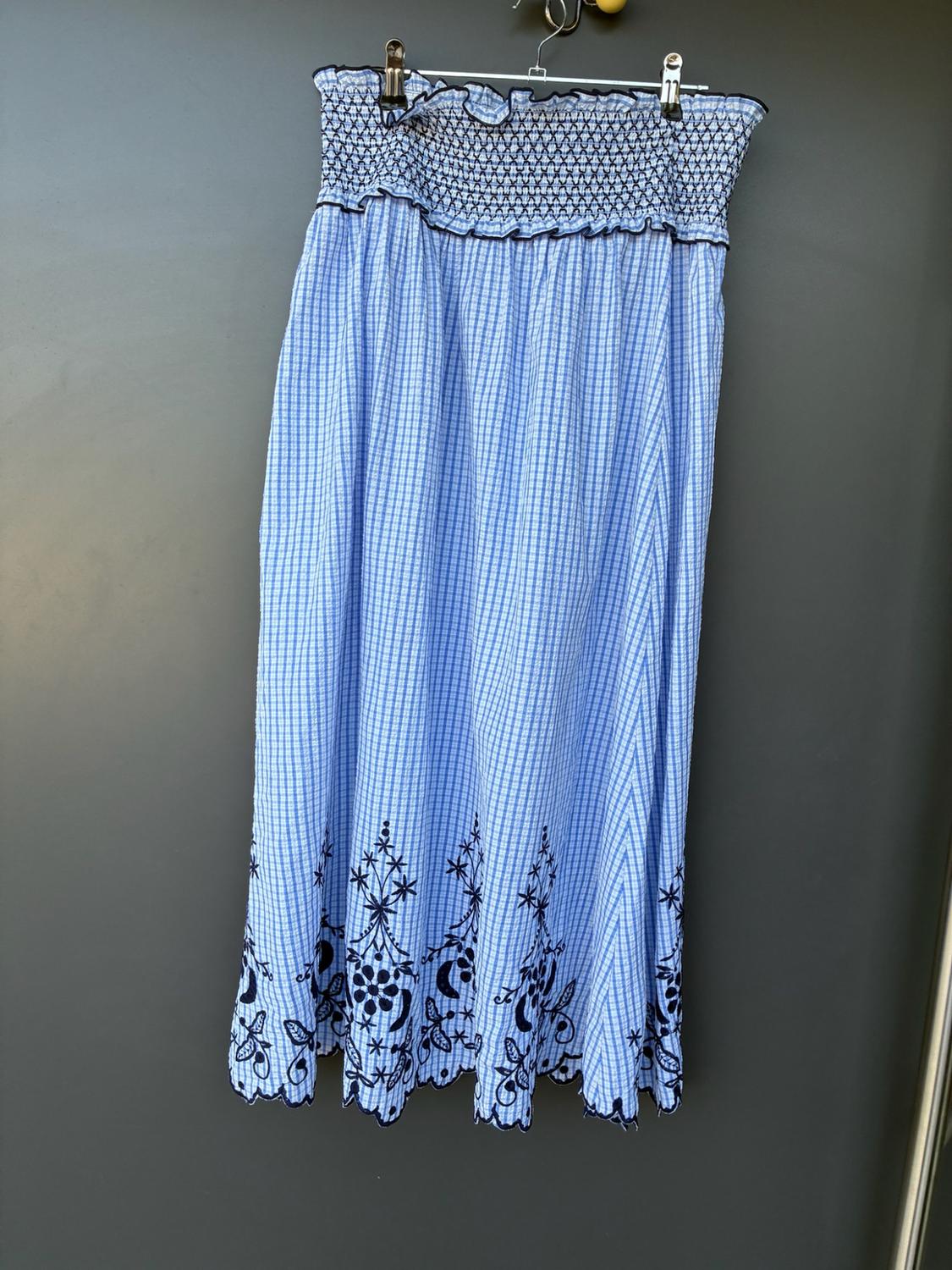 EMBROIDERED CHECK MIDI SKIRT - Image 5