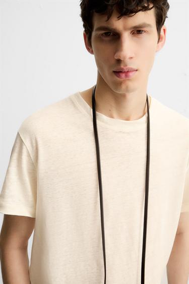 T-SHIRT 100 % LIN - Écru de Zara